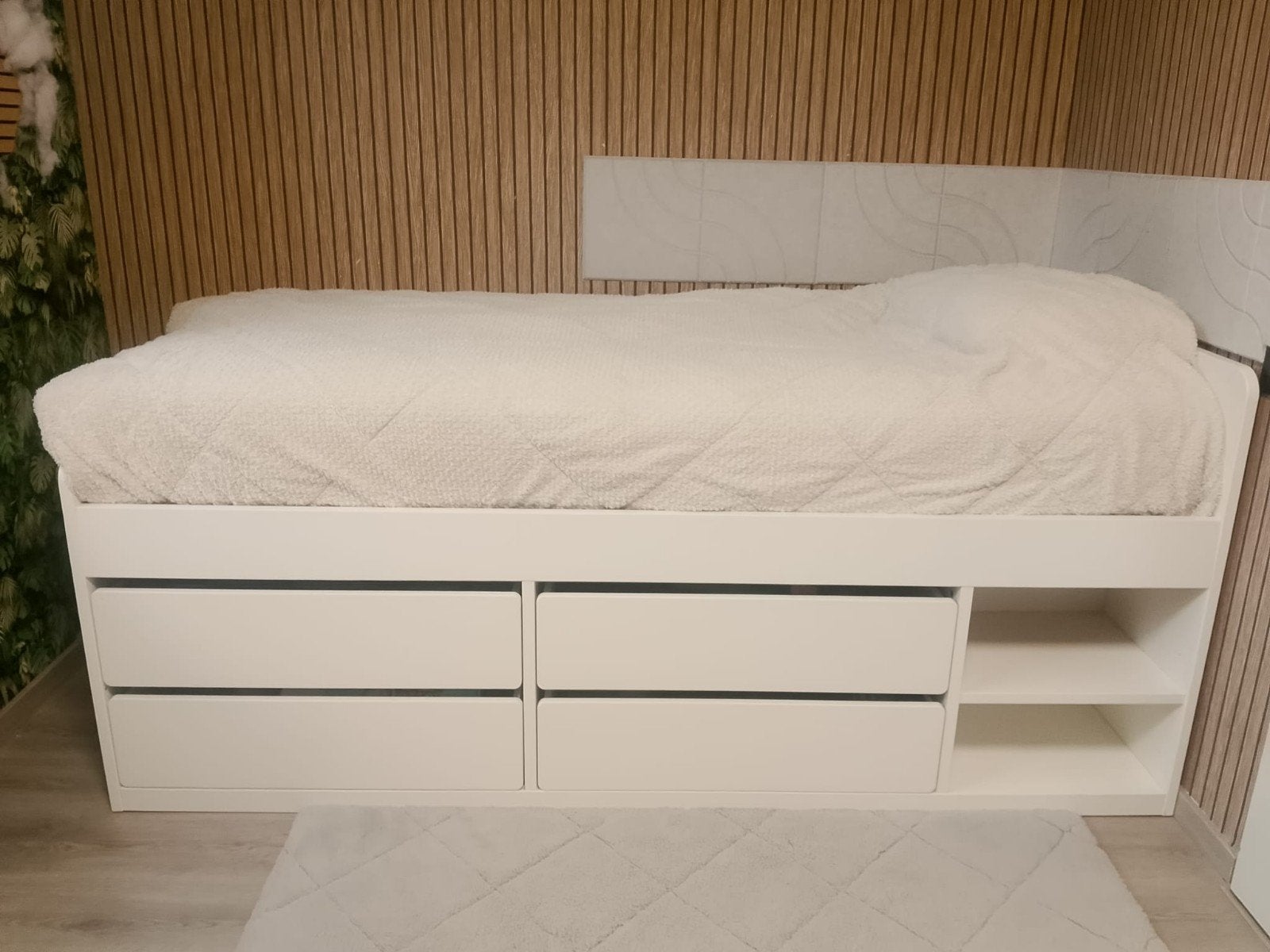 Ikea Släkt bed 90x200 met opberglades, Ophalen, 90 cm, Eenpersoons, Wit