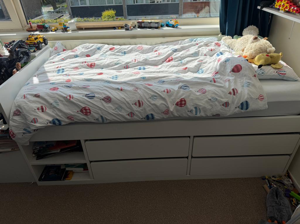 SLÄKT Ikea bed 90x200 zgan, Ophalen, 85 tot 100 cm, Zo goed als nieuw, Lattenbodem