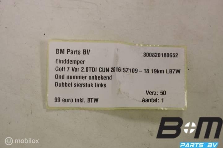Einddemper  Golf 7 GTD Variant 2.0 TDI CUNA 19km 5G9253609AG, Gebruikt