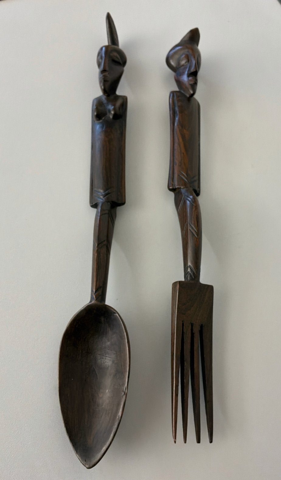 Vintage Afrikaans Houten Bestekset - Lepel en Vork, Ophalen