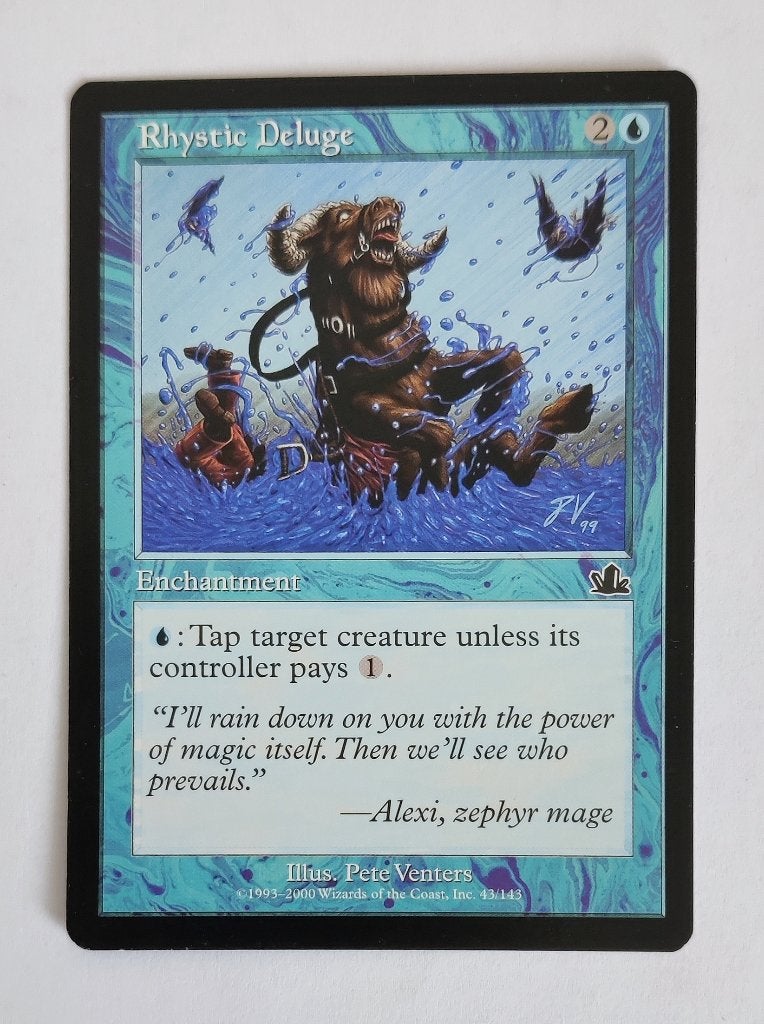 Rhystic Deluge Prophecy MTG Near Mint, Ophalen of Verzenden, Zo goed als nieuw, Losse kaart