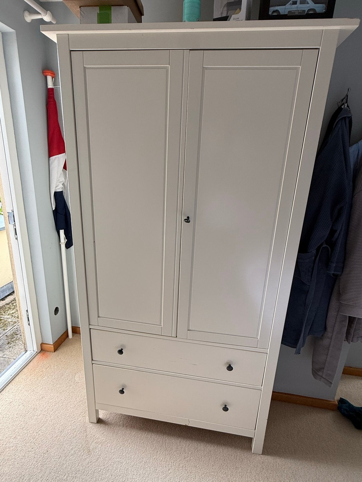 Witte IKEA Hemnes kledingkast met lades en hangruimte, Huis en Inrichting, Ophalen, Gebruikt, 50 tot 100 cm, Met lade(s)