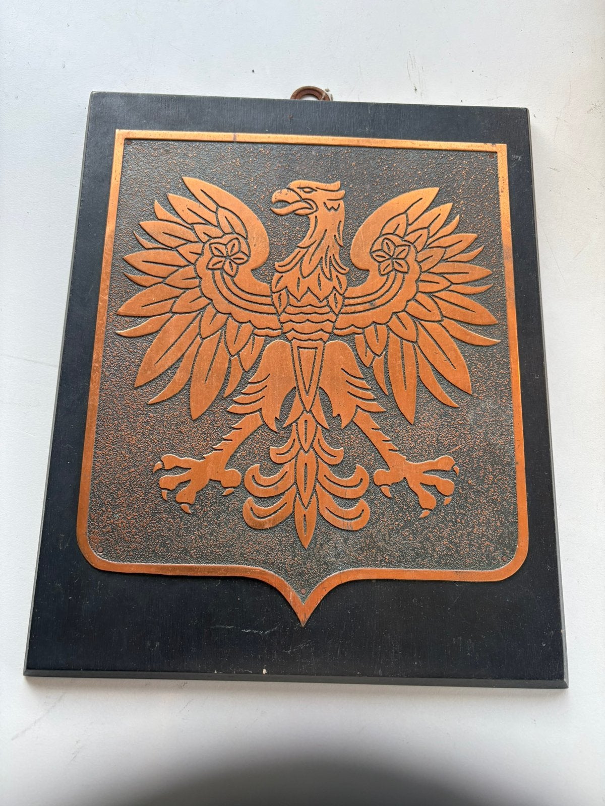 Pools PRL wapen adelaar Metaloplastyka Łódź  wandplaquette, Verzenden, Gebruikt, Dier