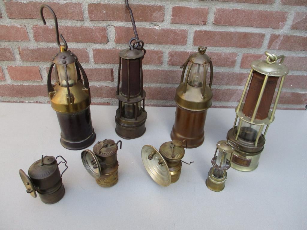 Verzameling mijnwerkers lampen., Ophalen of Verzenden