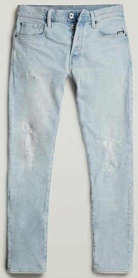 G Star 3301 Slim Jeans size W38/L32 Sun Faded Ripped Blue, W36 - W38 (confectie 52/54), Blauw, Ophalen of Verzenden, Zo goed als nieuw