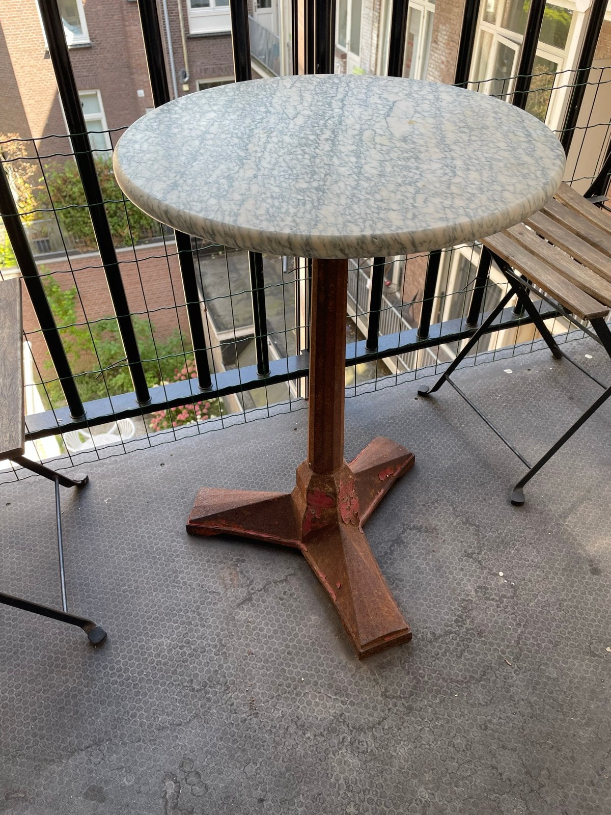 Vintage art deco bistrotafel met marmeren blad, Ophalen