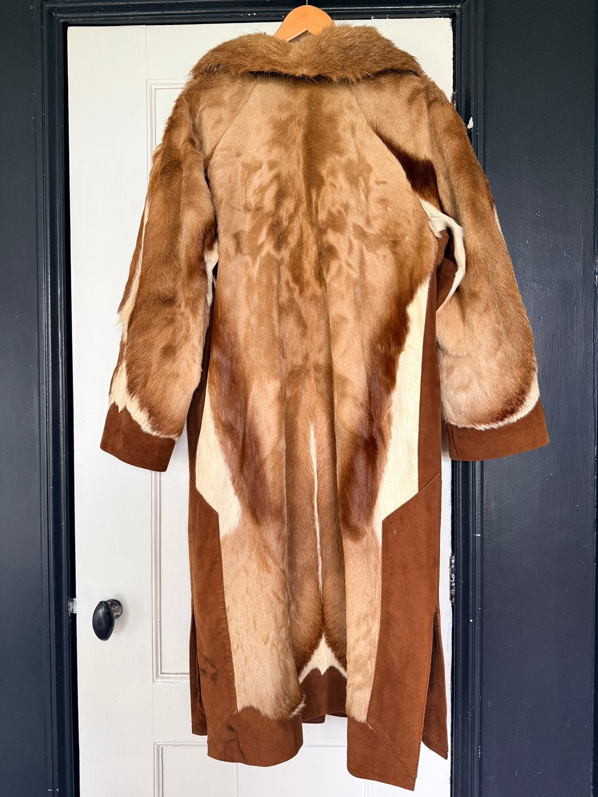 Vintage jaren ‘70 lange jas springbok bont, Kleding | Dames, Ophalen of Verzenden, Gedragen, Maat 42/44 (L), Overige kleuren