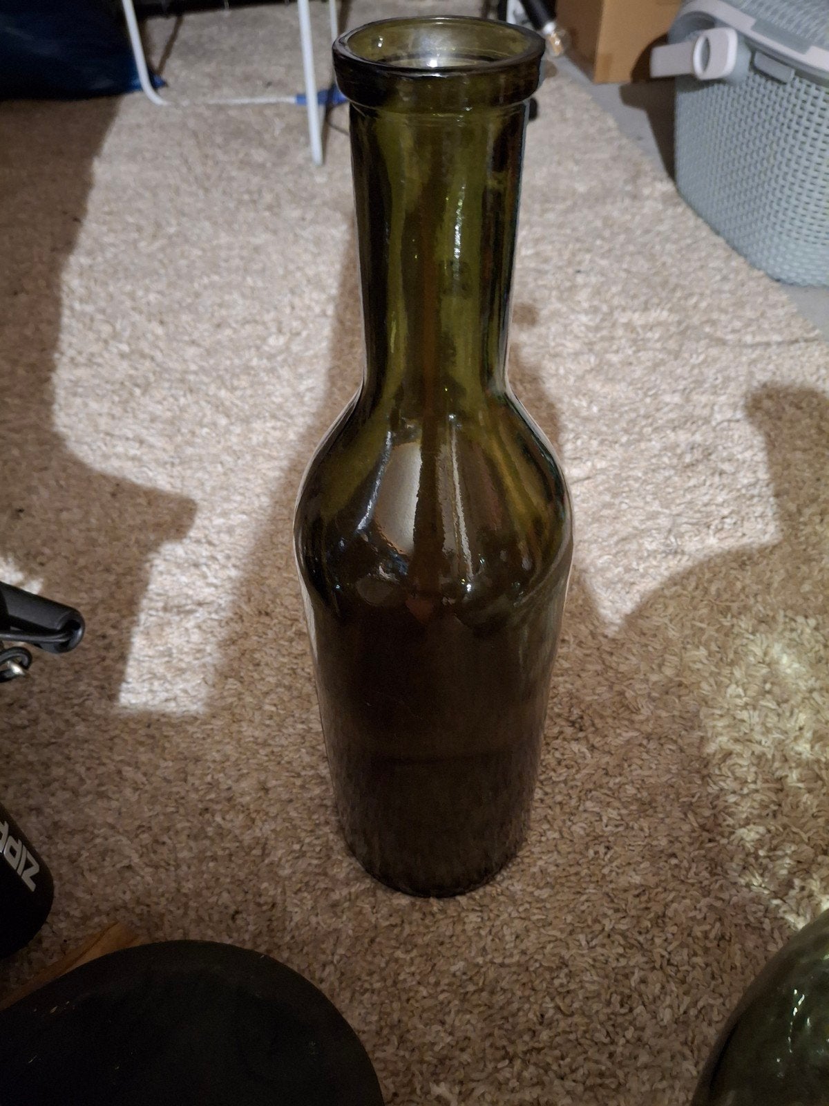 Vintage Groene Glazen Fles/Vaas - Decoratief, Huis en Inrichting, Ophalen, Glas