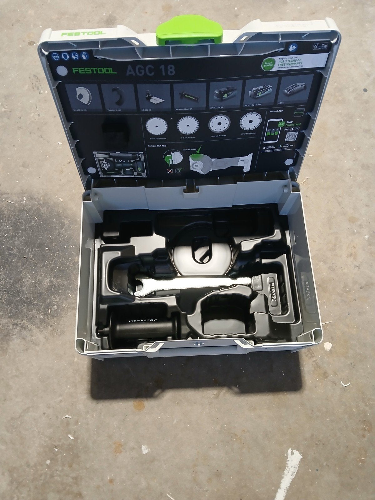 festool systainer voor haakse slijper, Ophalen