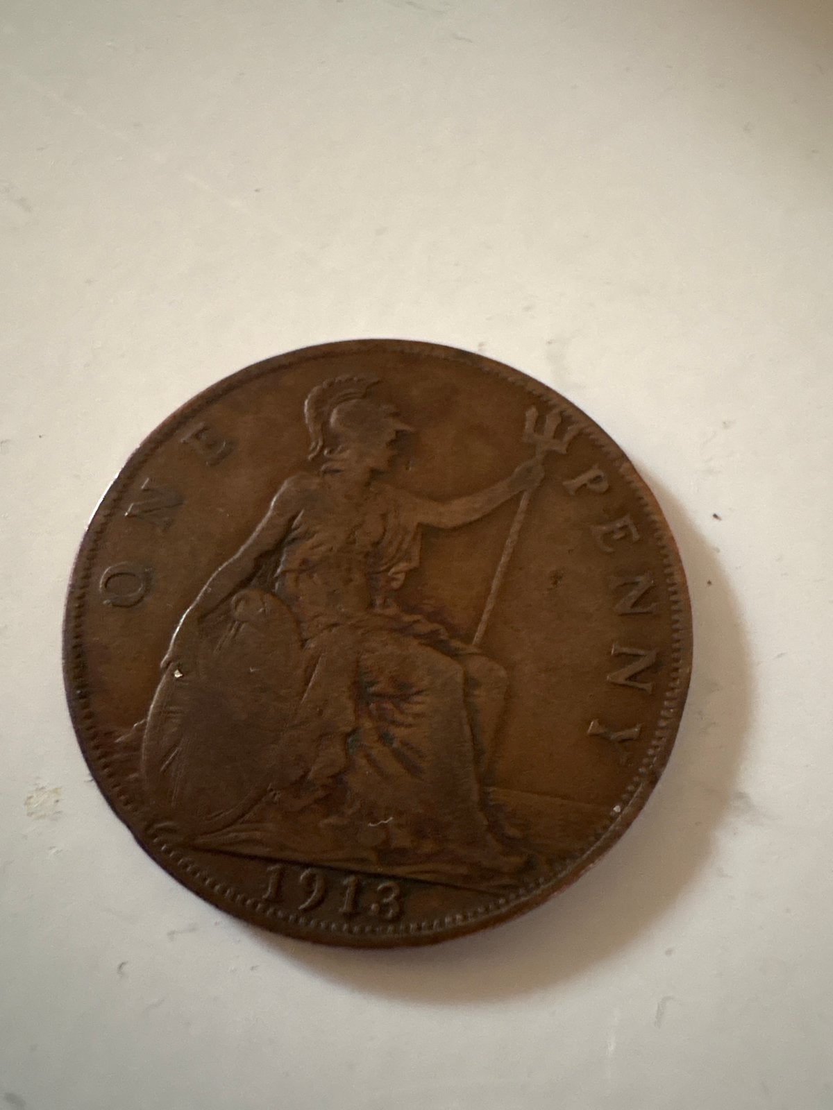 Britse Penny uit 1913 - George V, Ophalen of Verzenden, Overige landen, Losse munt