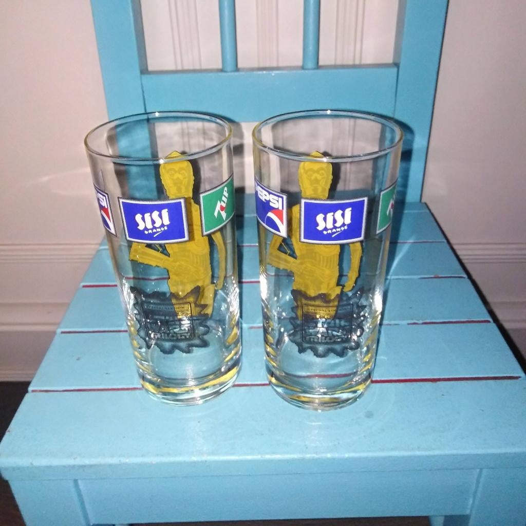 Vintage Star Wars C3PO Glas 2 stuks, Verzamelen, Star Wars, Ophalen, Gebruikt, Gebruiksvoorwerp