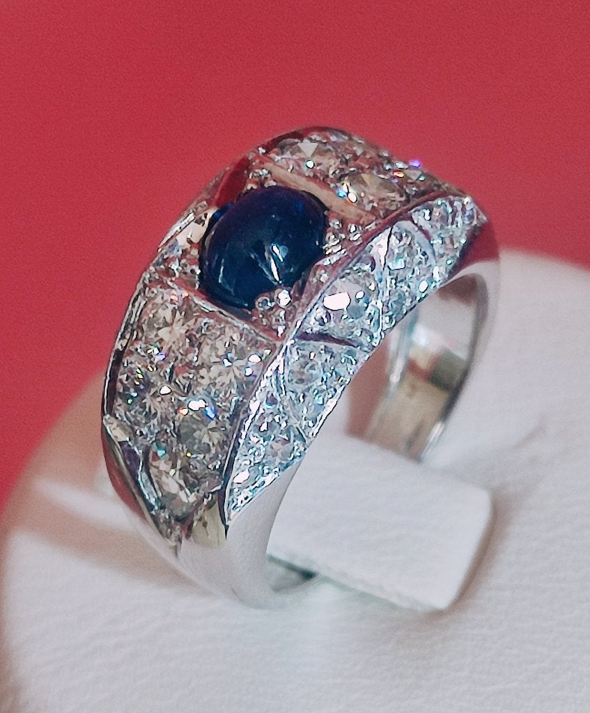 Artdeco gouden ring met smaragd en diamanten 1,90kt, Ophalen of Verzenden, Zo goed als nieuw, 17 tot 18, Dame of Heer