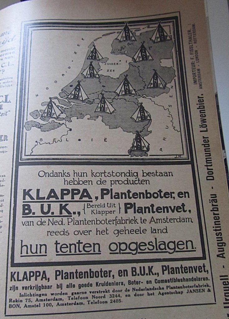 knipsel  KLAPPA boter  AMSTERDAM, Ophalen of Verzenden, 1920 tot 1940, Nederland, Knipsel(s)