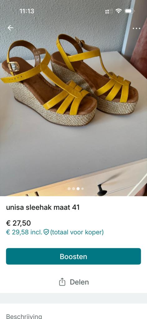 Unisa sleehak sandalen zgan maat 40/41, Ophalen of Verzenden, Zo goed als nieuw, Sandalen of Muiltjes