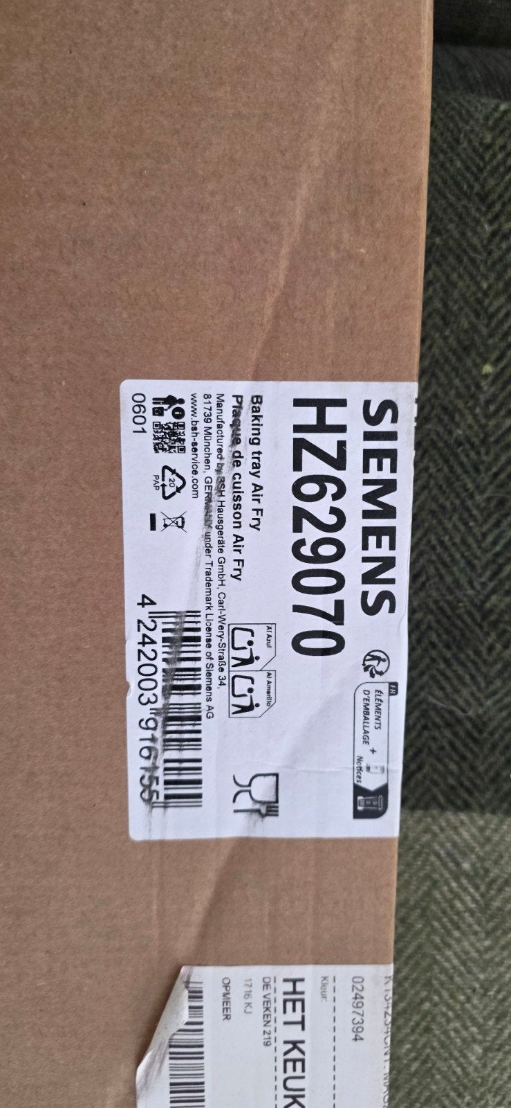 Siemens HZ629070 Airfry en grill plaat voor oven, Ophalen of Verzenden, Nieuw