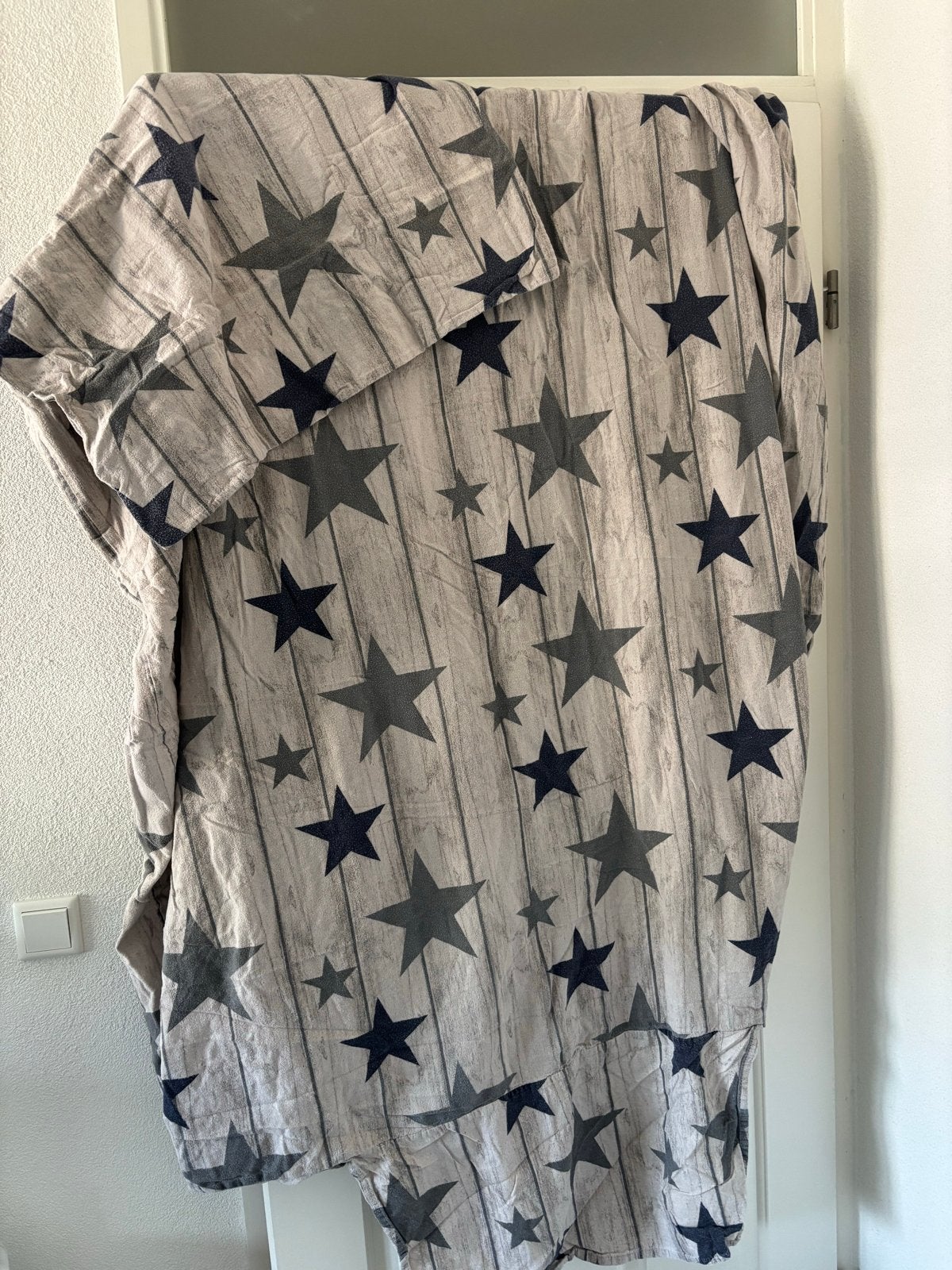 Flanel dekbedovertrek met sterrenpatroon, Gebruikt, Eenpersoons, Dekbedovertrek, Katoen