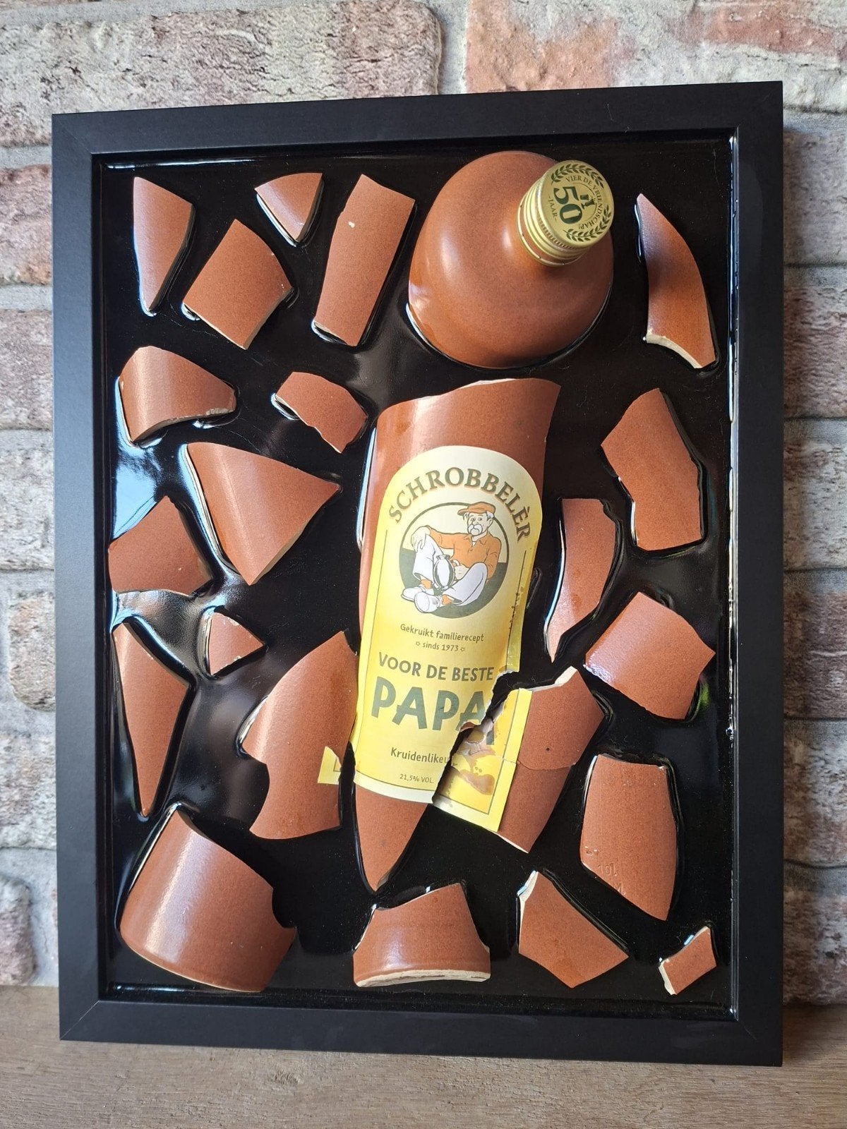 Schrobbelèr fles verwerkt in een lijst (43x33) met Epoxy, Ophalen of Verzenden