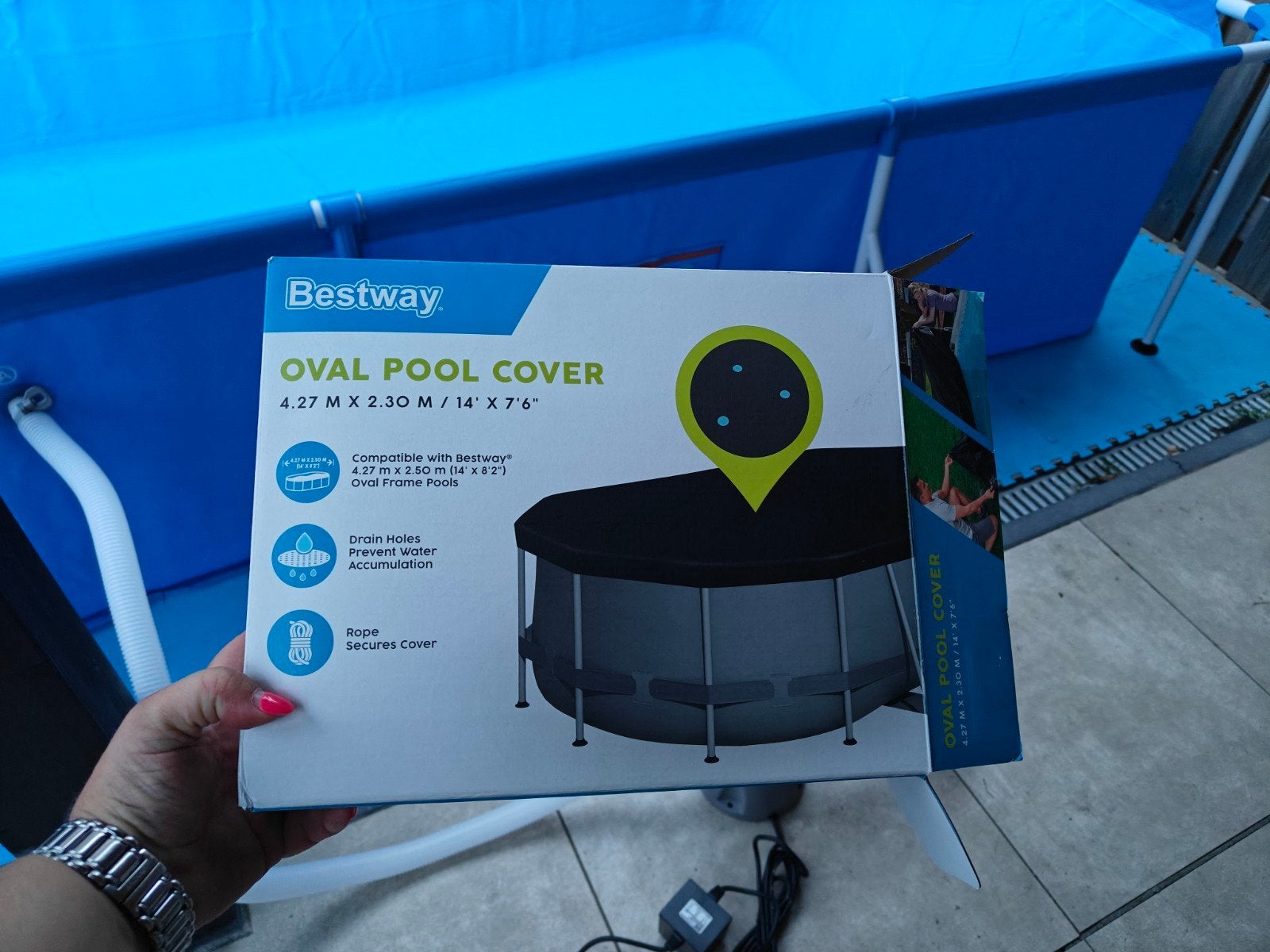 Bestway Ovaal Zwembad Afdekzeil 4.27m x 2.30m, Tuin en Terras, Zwembaden, Nieuw, Ophalen of Verzenden, Ovaal, Minder dan 80 cm