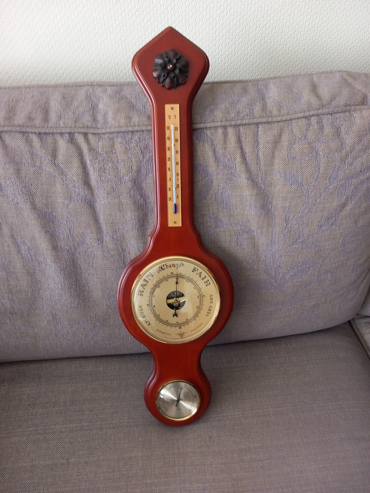 Vintage Barometer met Thermometer en Hygrometer, Audio, Tv en Foto, Weerstations en Barometers, Ophalen, Gebruikt, Barometer