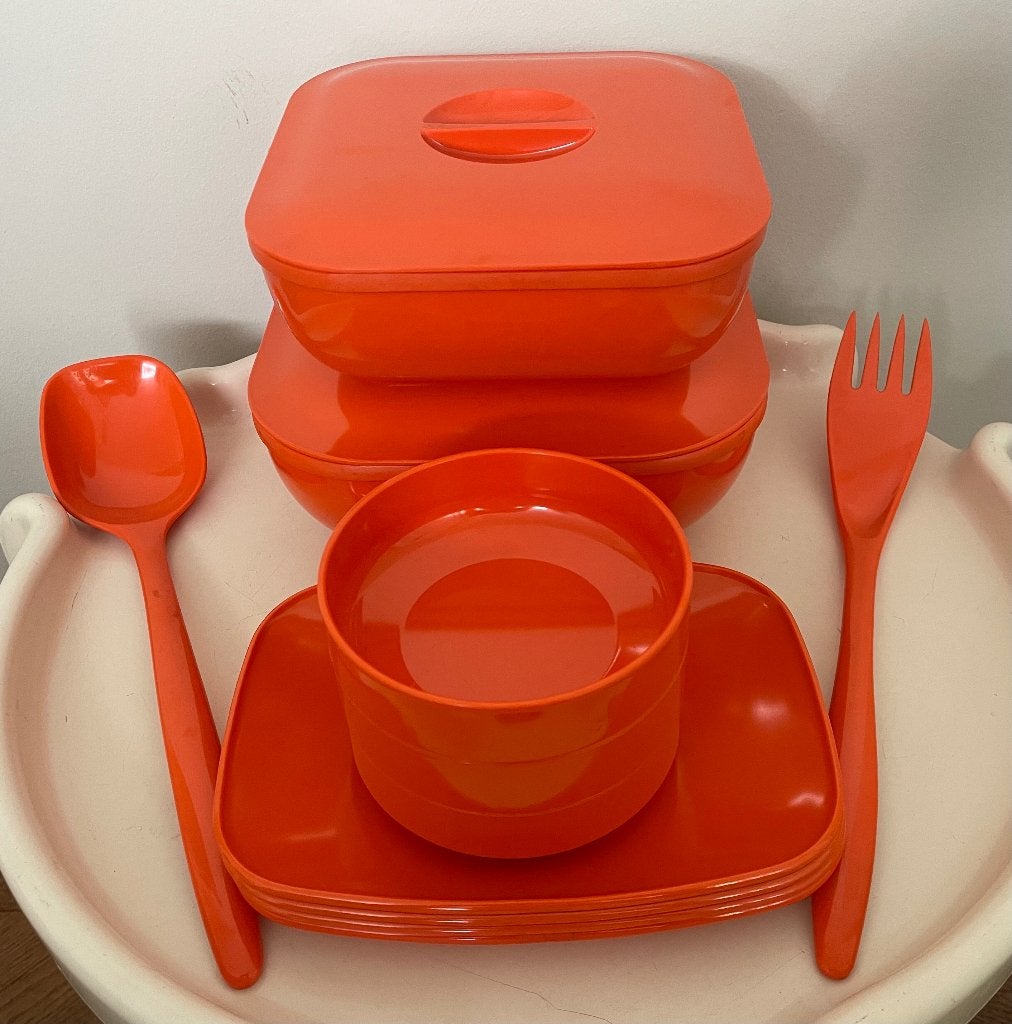 11x Retro Mepal Rosti oranje servies oa schalen jaren 70, Ophalen, Overige materialen, Zo goed als nieuw, Overige stijlen