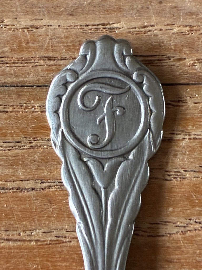Vintage Gero Zilmeta theelepel monogram letter F, Antiek en Kunst, Antiek | Bestek, Ophalen of Verzenden