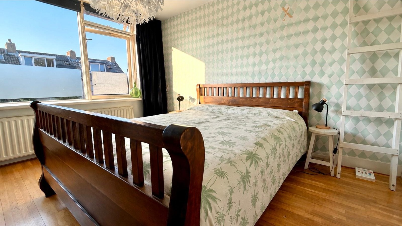 Teakhouten tweepersoonsbed, Gebruikt, Bruin, 210 cm, Tweepersoons