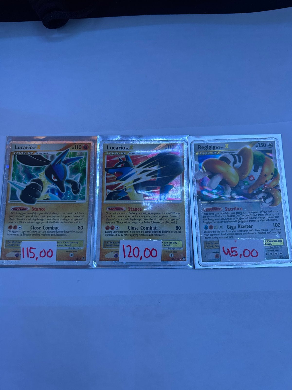 Pokémon Kaarten: Lucario LV.X & Regigigas LV.X, Ophalen of Verzenden, Gebruikt, Meerdere kaarten
