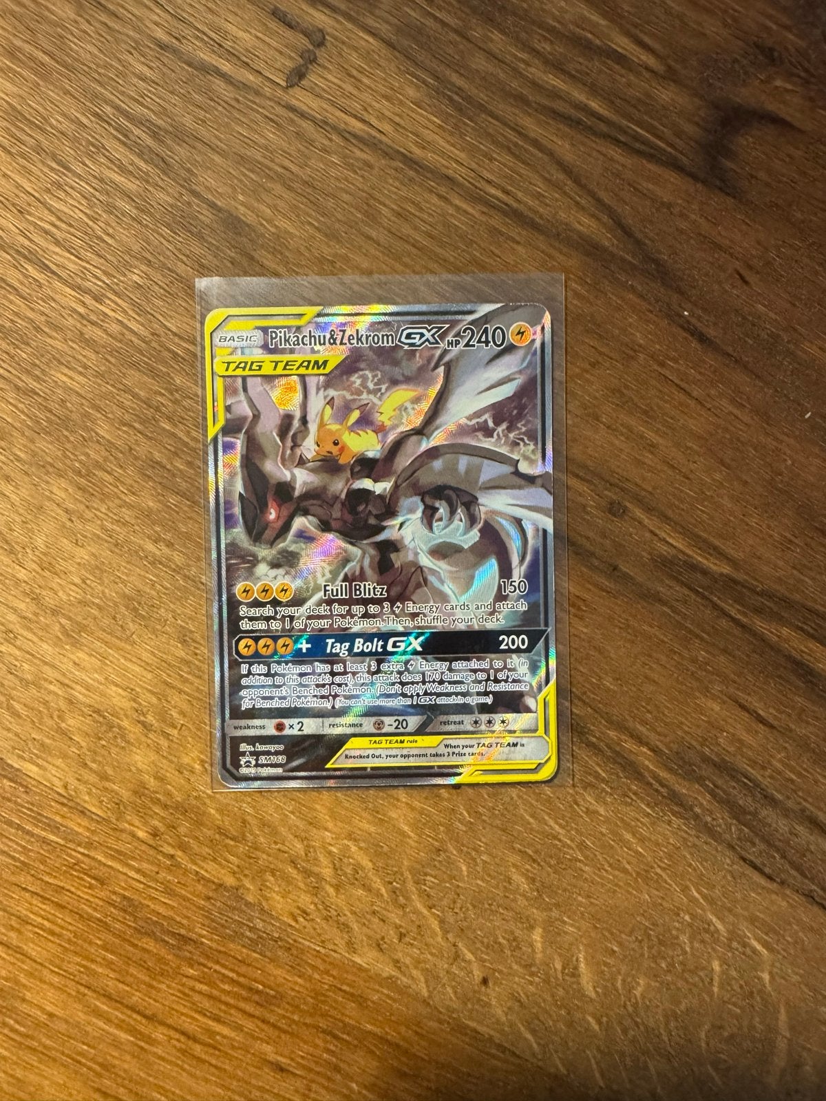 Pikachu & Zekrom GX Tag Team Pokémon Kaart, Hobby en Vrije tijd, Ophalen of Verzenden, Zo goed als nieuw, Losse kaart
