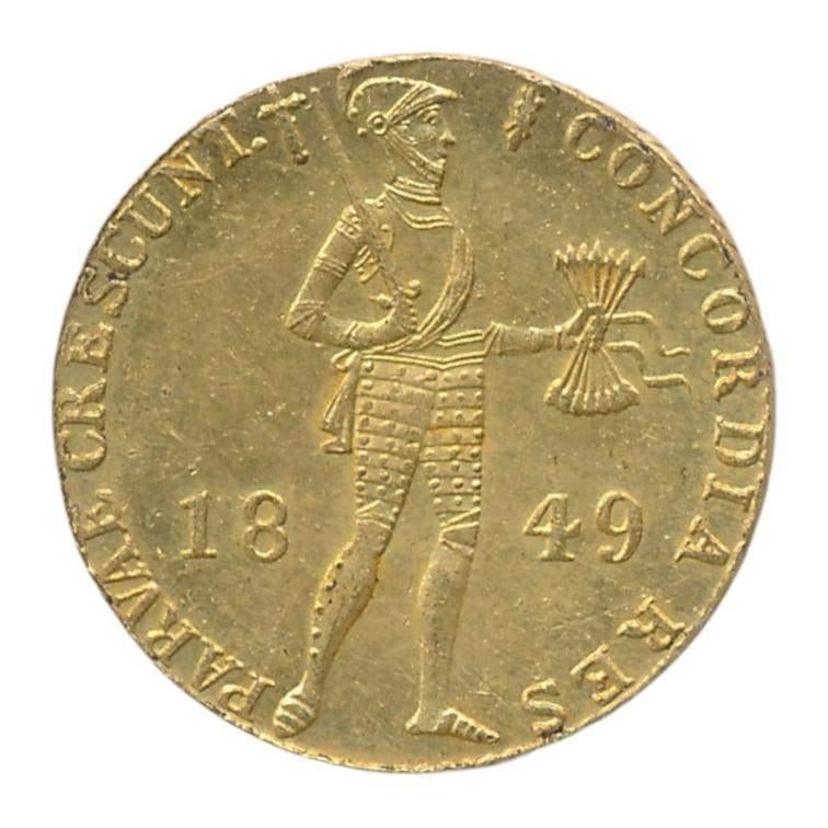 Nederland Gouden Dukaat 1849 Willem III, Postzegels en Munten, Munten | Nederland, Koning Willem III, Losse munt, Goud, Overige waardes