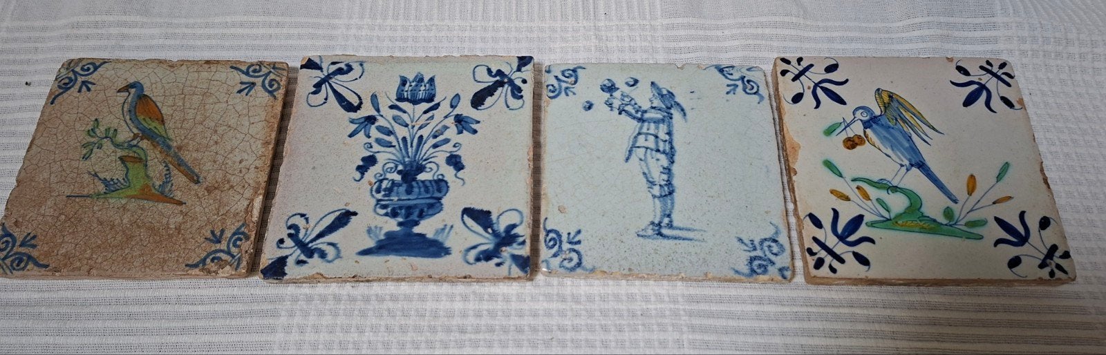 Set van 4 Antieke Hollandse Tegels - Diverse Motieven, Antiek en Kunst, Ophalen