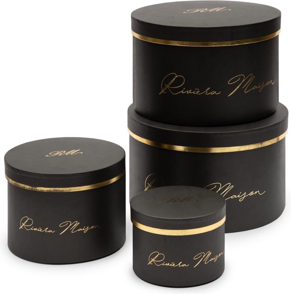 Riviera Maison RM Giftbox Set zwart, Ophalen, Zwart, Papier/karton, Landelijk