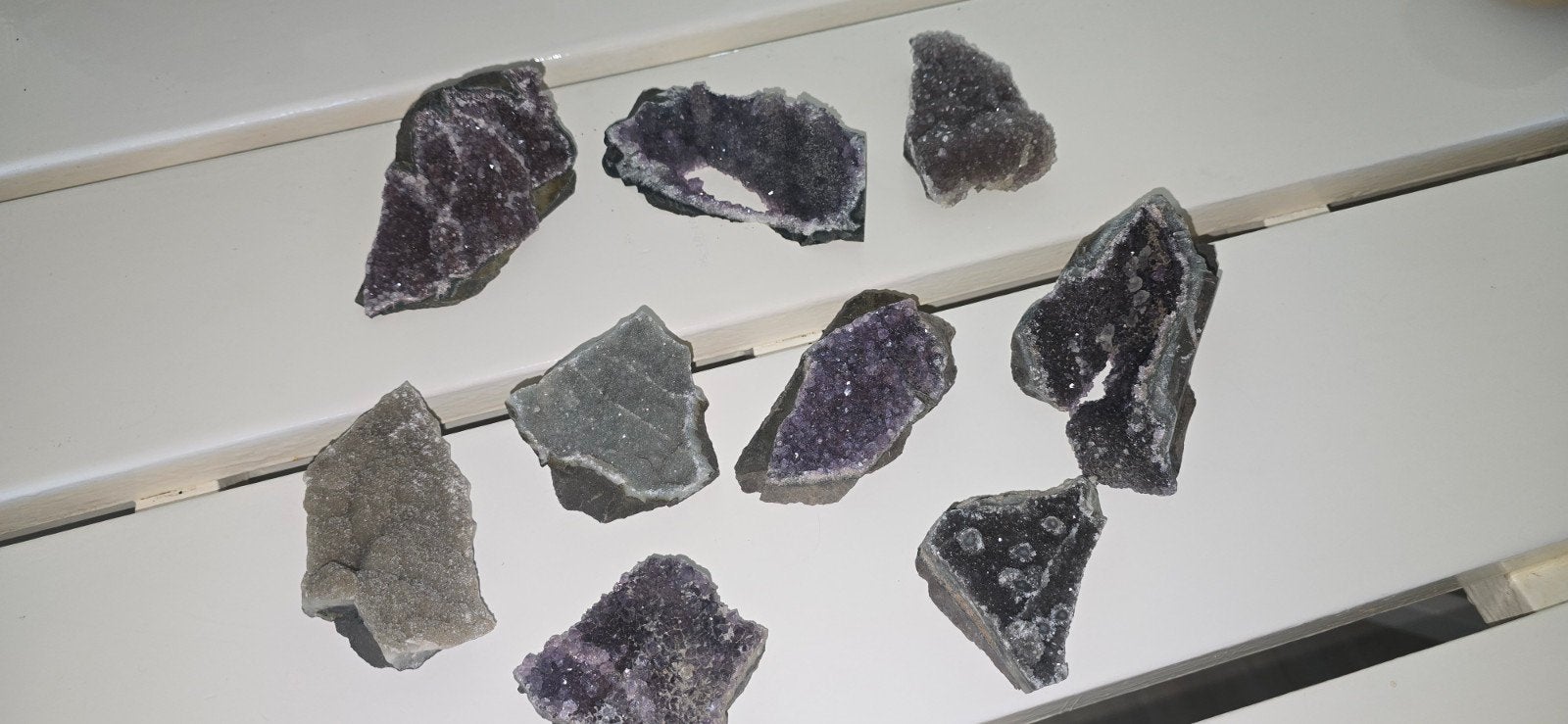 9x Amethist & Agaat geodes / mineralen –  als set, Ophalen of Verzenden
