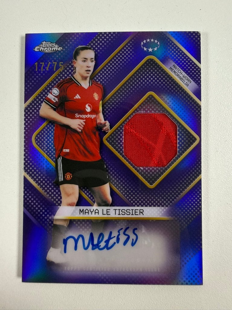 Maya Le Tissier /75 Patch Auto Topps Women's Chrome 2025-26, Ophalen of Verzenden, Nieuw, Buitenlandse clubs, Poster, Plaatje of Sticker