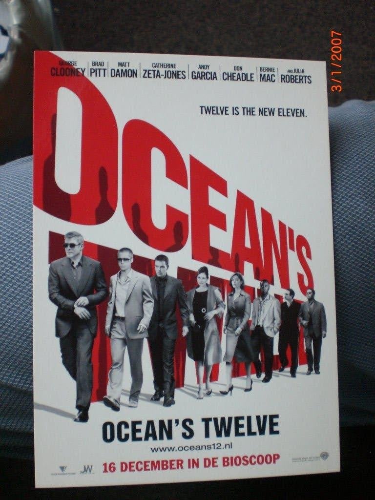 kaart Ocean's Twelve Brad Pitt Julia Roberts George Clooney, Ophalen of Verzenden, 1980 tot heden, Ongelopen, Sterren en Beroemdheden