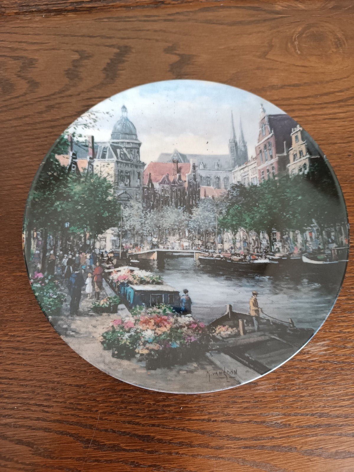 De Amsterdamse Bloemengracht bord - Koos van Loon, Antiek en Kunst, Ophalen