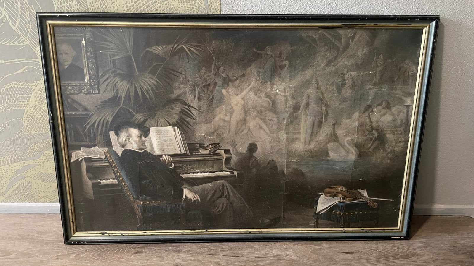 Antieke prent van Wagner, 80x50 cm, Portret of Personen, Ophalen of Verzenden, Klassiek, Print