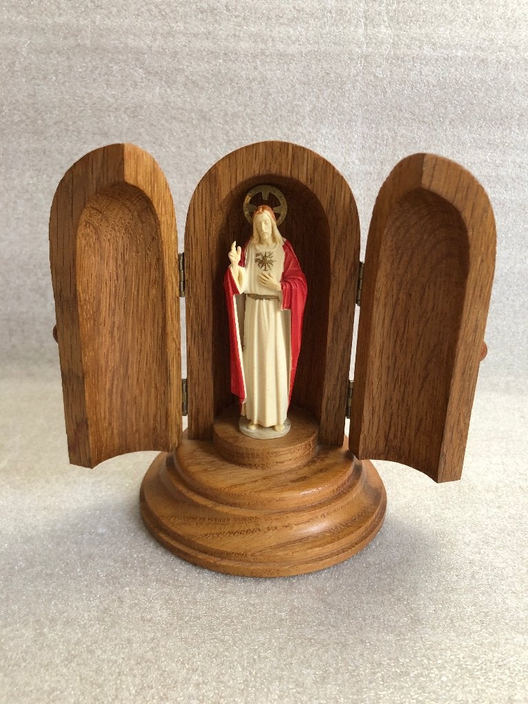 Jezus in nis drieluik hout, Ophalen of Verzenden, Gebruikt, Beeld(je), Christendom | Katholiek
