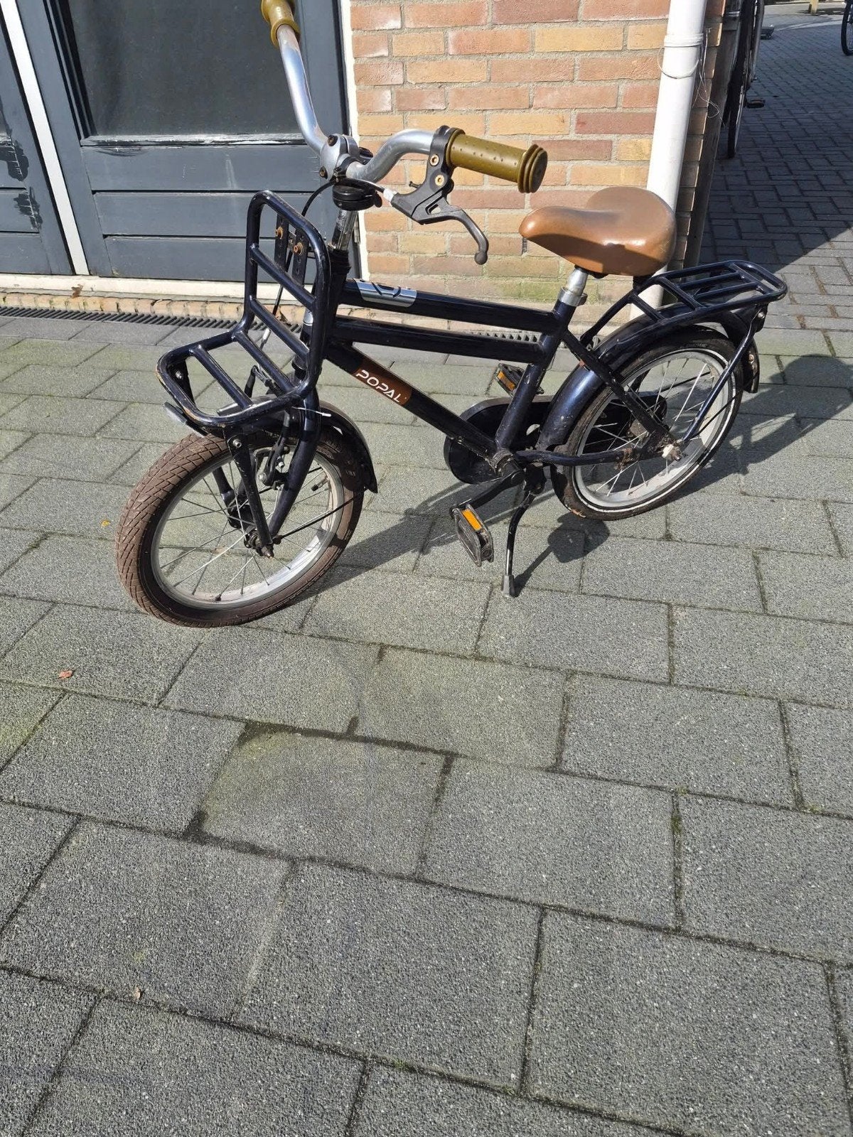 Popal kinderfiets 16 inch met voordrager en bagagedrager, Ophalen, Gebruikt, Terugtraprem