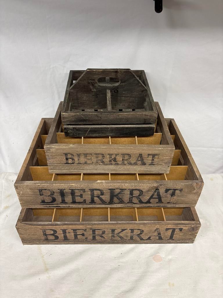Set van 3 houten bierkratten, decoratief en praktisch, Gebruikt, 50 tot 100 cm, Verzenden, 75 cm of meer
