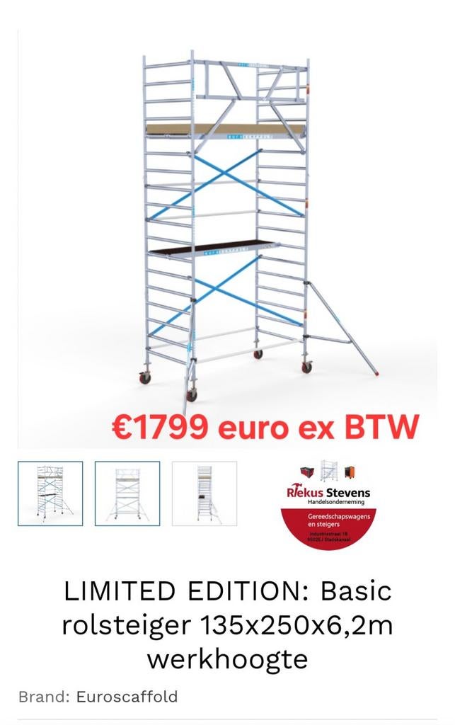 Rolsteigers verschillende Werkhoogtes euroscaffold, Ophalen, Rolsteiger of Kamersteiger, 5 meter of hoger