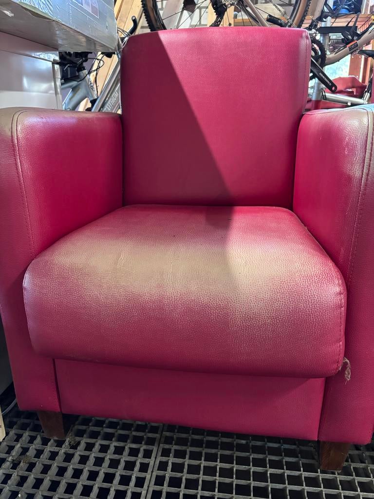 Set van twee rode fauteuils, Huis en Inrichting, Stoelen, Gebruikt, Twee, Overige materialen, Rood, Ophalen