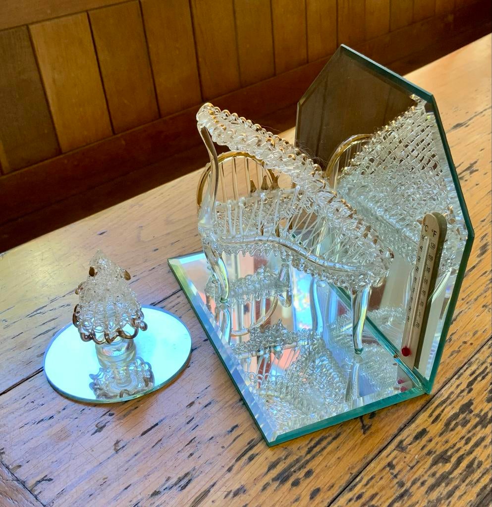 Glas Baron Spunglass Vleugelpiano met Thermometer, Antiek en Kunst, Ophalen of Verzenden