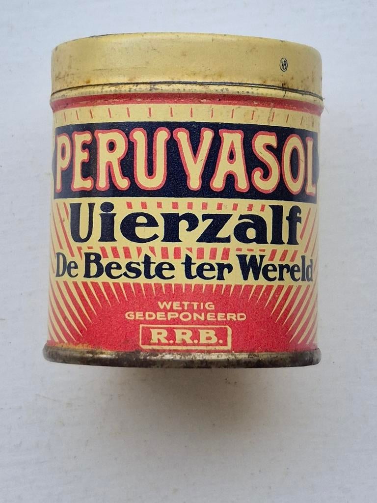 Peruvasol Uierzalf blik R.van Riet te Baarn, Ophalen of Verzenden, Gebruikt, Overige