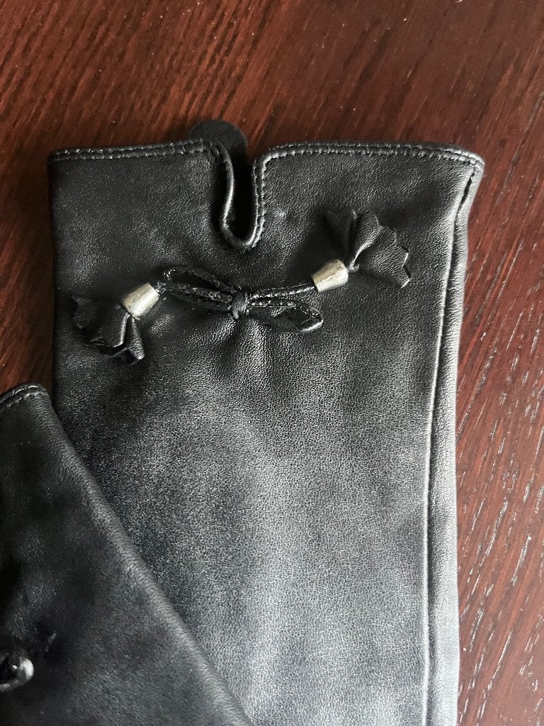 Zwarte leren handschoenen met velours voering maat large, Ophalen of Verzenden, Maat 36 (S), Handschoenen, Onbekend