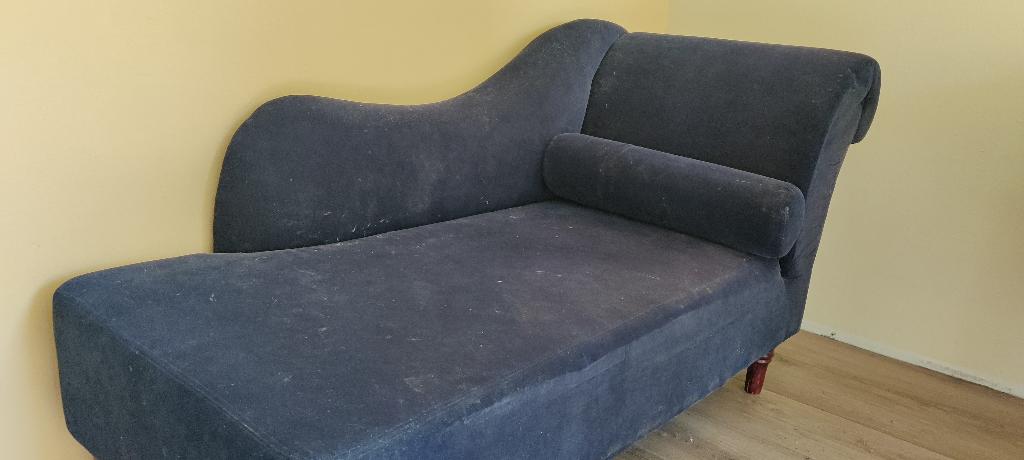 blauwe stoffen chaise longue - GRATIS, Ophalen, Gebruikt, Eenpersoons, Minder dan 75 cm