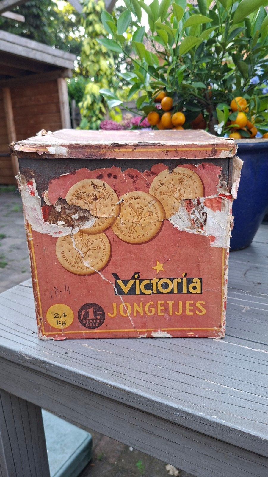 Antiek Victoria Biscuit Blik Dordrecht - Sleetse Patina, Ophalen of Verzenden