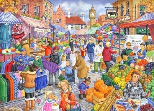 House of Puzzles - Market Day - 250XL stukjes, Ophalen of Verzenden, Minder dan 500 stukjes, Nieuw, Legpuzzel