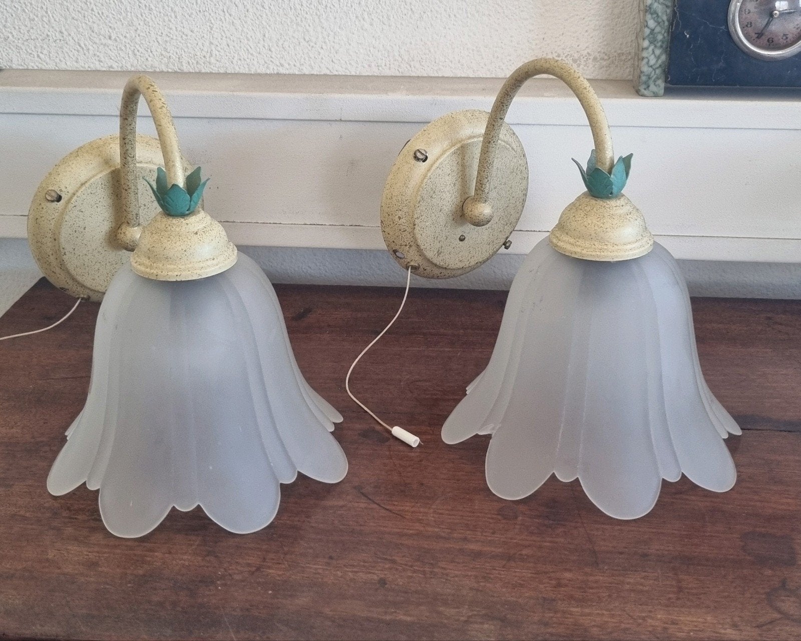 Prachtige set van 2 vintage Italiaanse wandlampen, Antiek en Kunst, Antiek | Lampen, Ophalen of Verzenden
