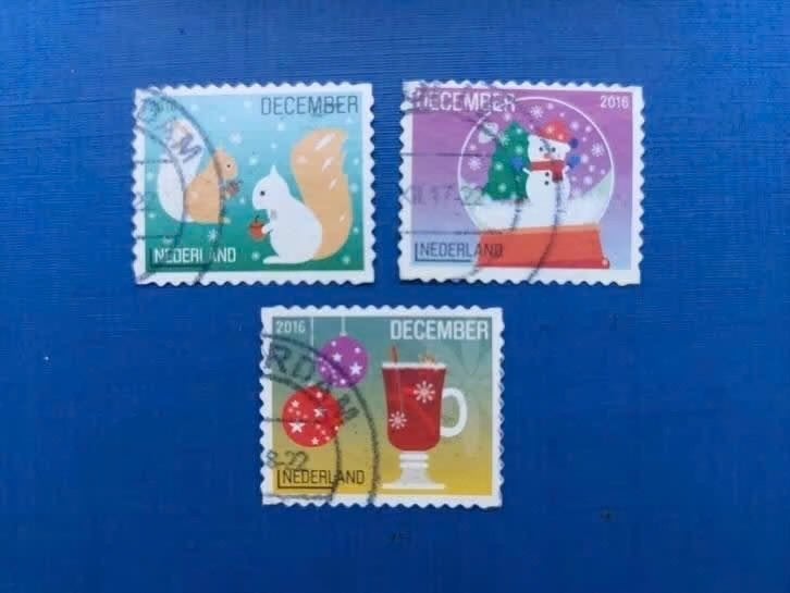 Postzegel NL 2016 3 Kerstzegels 03-07, Postzegels en Munten, Postzegels | Nederland, Ophalen of Verzenden, Na 1940, Gestempeld