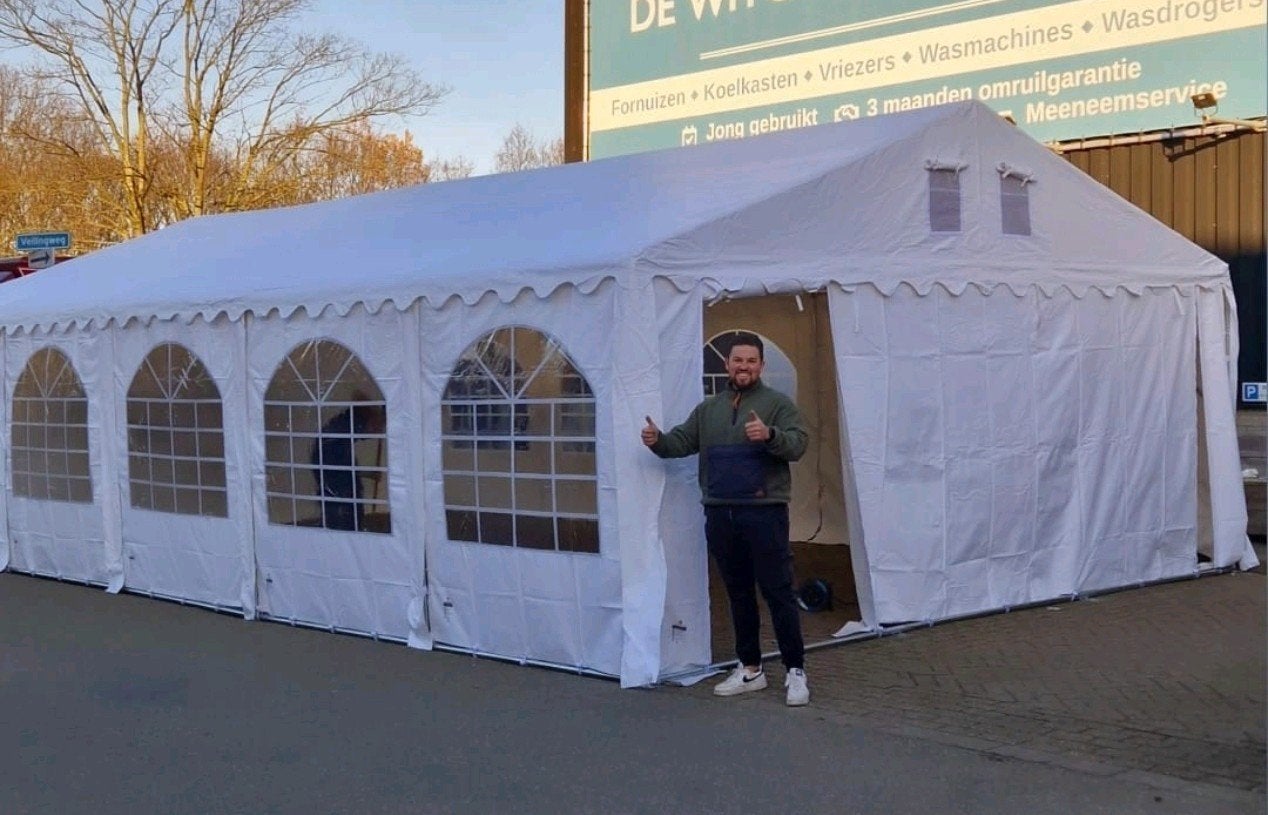 Professionele Grizzly evenemententent 6x10m  zware kwaliteit, Tuin en Terras, Partytenten, Ophalen, Gebruikt, Opvouwbaar, Partytent